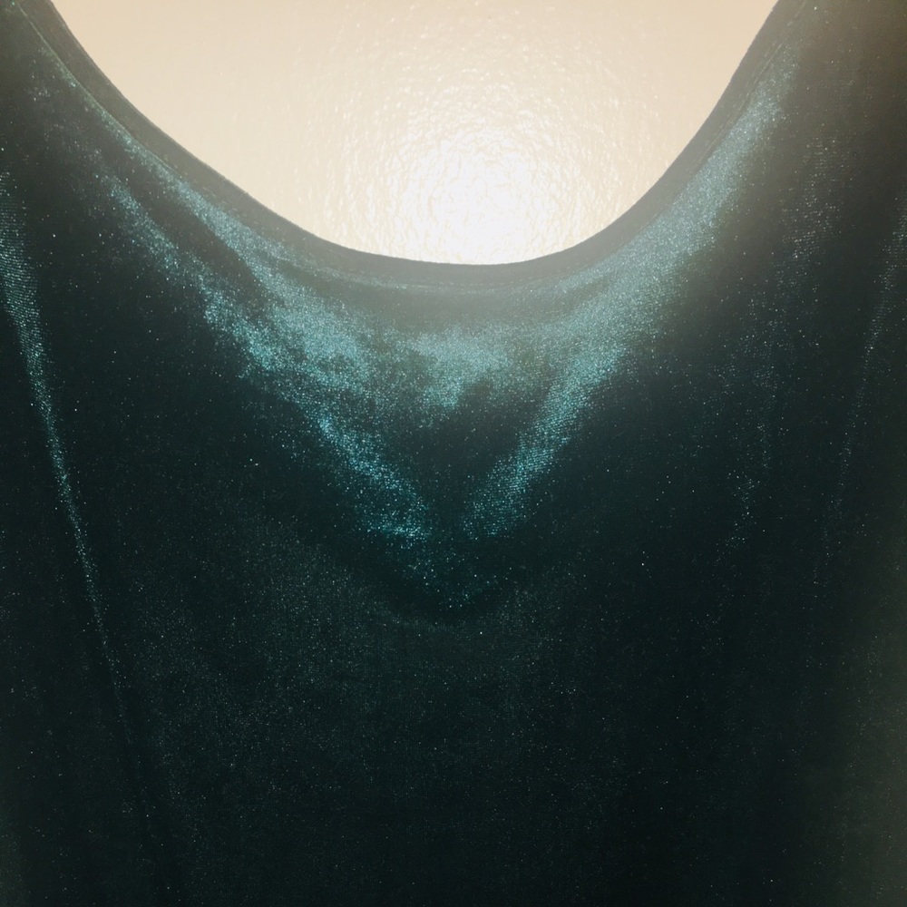 Teal Velvet Low Cut Bodysuit Small - Picture 3 of 4